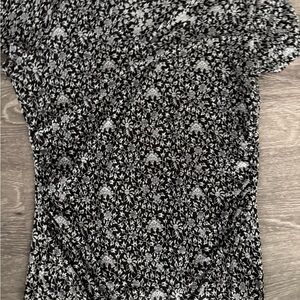 INC International Concepts Black and White Floral Tee